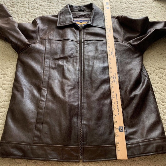 AIRBORNE Leather Jacket BROWN Coat Mens Large Vintage Please See Pictures - Picture 3 of 11